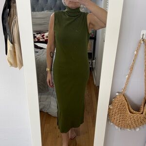 House of Harlow 1960 Olive Green Sleeveless Turtleneck Maxi Dress